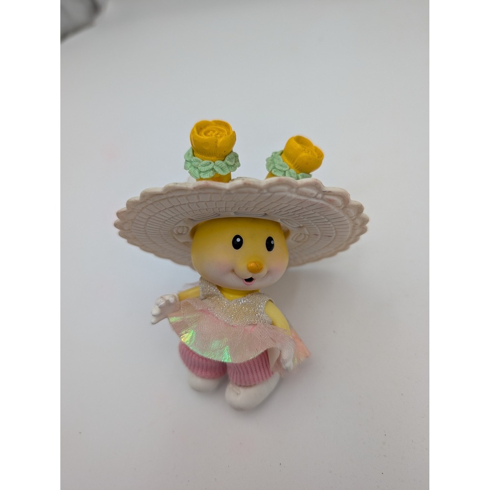 Tea Bunnies Bunny Figure Yellow Pink Tutu Sun Hat Vintage Easter Toy